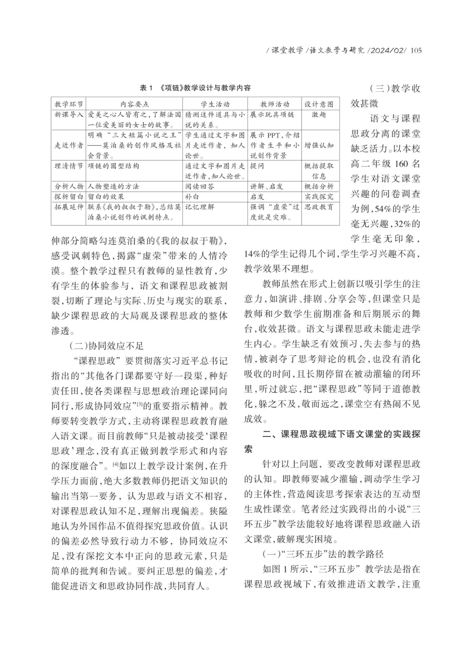 课程思政视域下高中小说“三环五步”教学法的实践探索——以《项链》为例.pdf_第2页