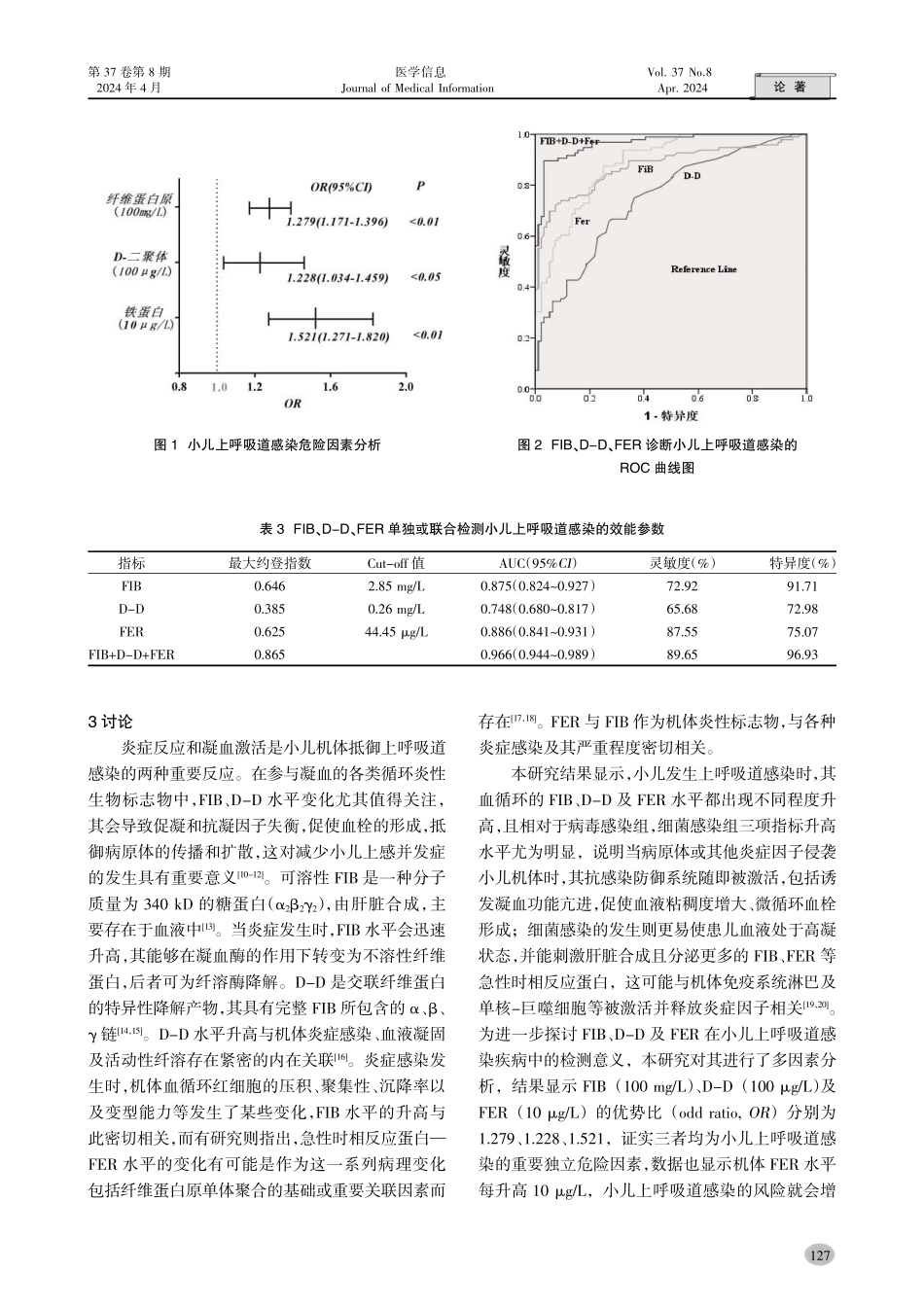 联合纤维蛋白原、D二聚体与铁蛋白检测在小儿上呼吸道感染疾病诊断中的价值.pdf_第3页