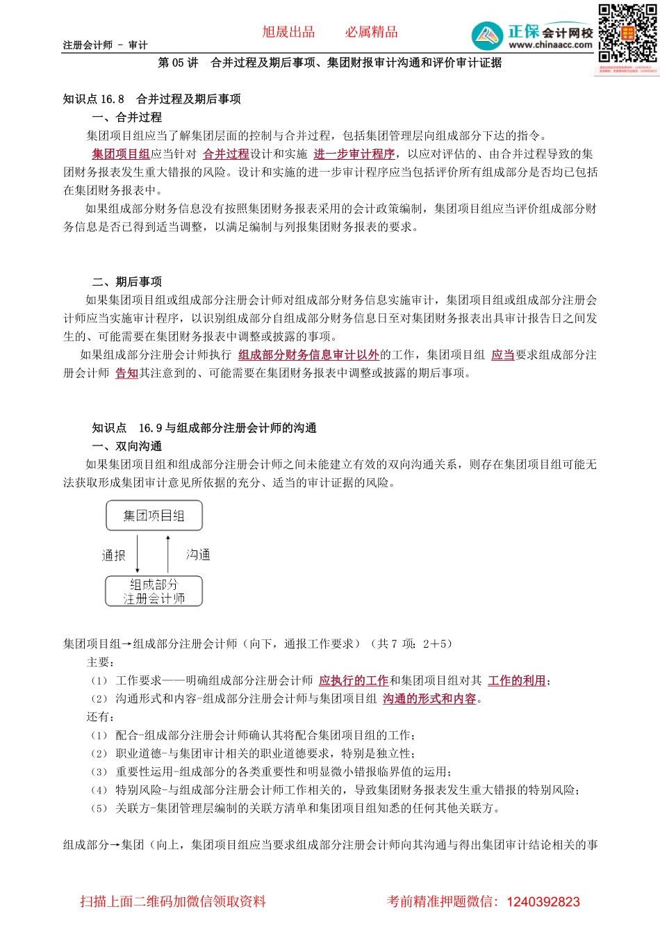 第1605讲　合并过程及期后事项、集团财报审计沟通和评价审计证据_create.pdf_第1页