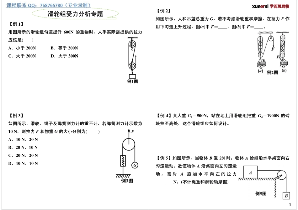 滑轮组受力分析专题.pdf_第1页