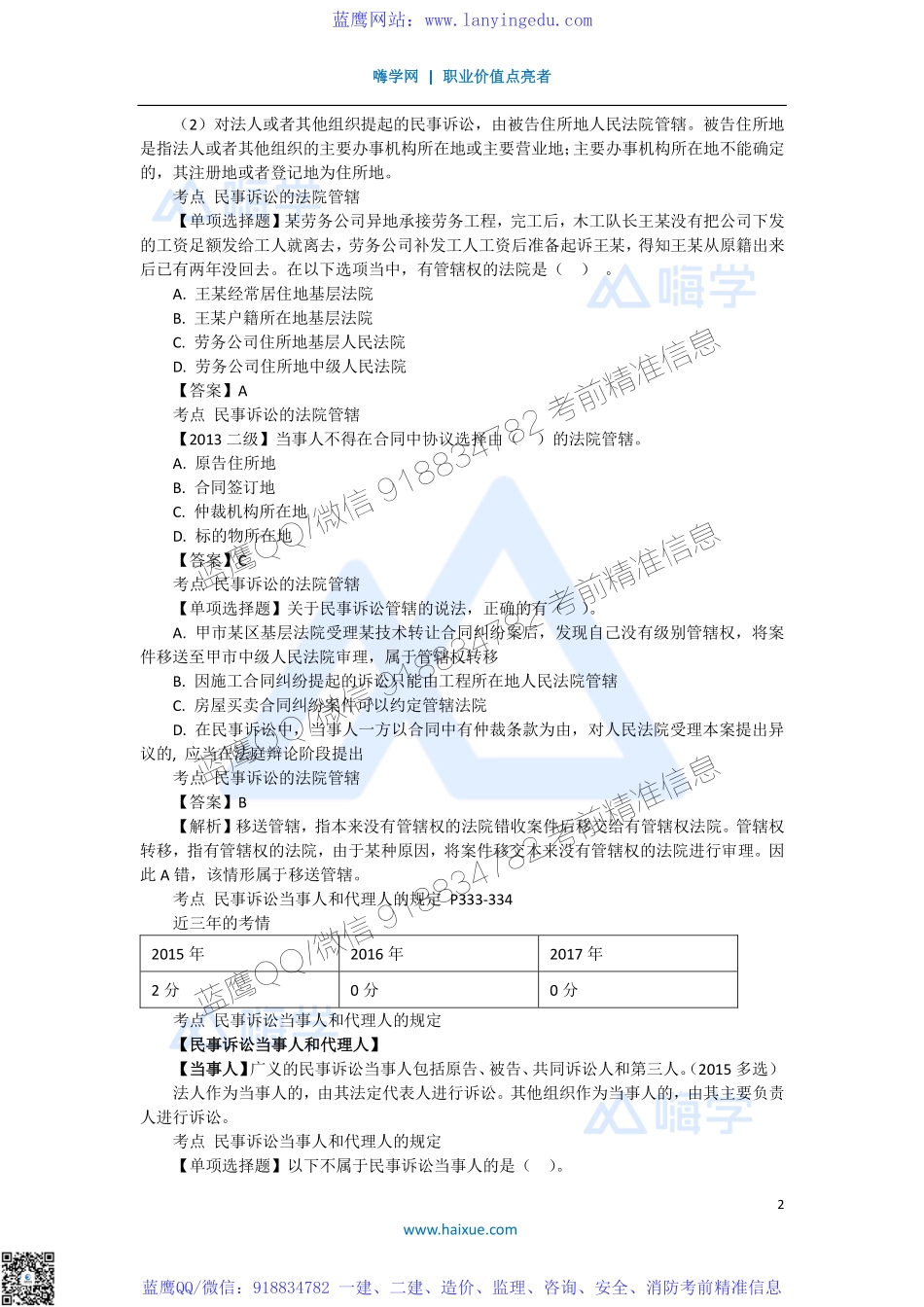 陈印 一级建造师 建设工程法规及相关知识 精讲通关 1Z308000 （2）民事诉讼的法院管辖以及当事人和代理人.pdf_第2页