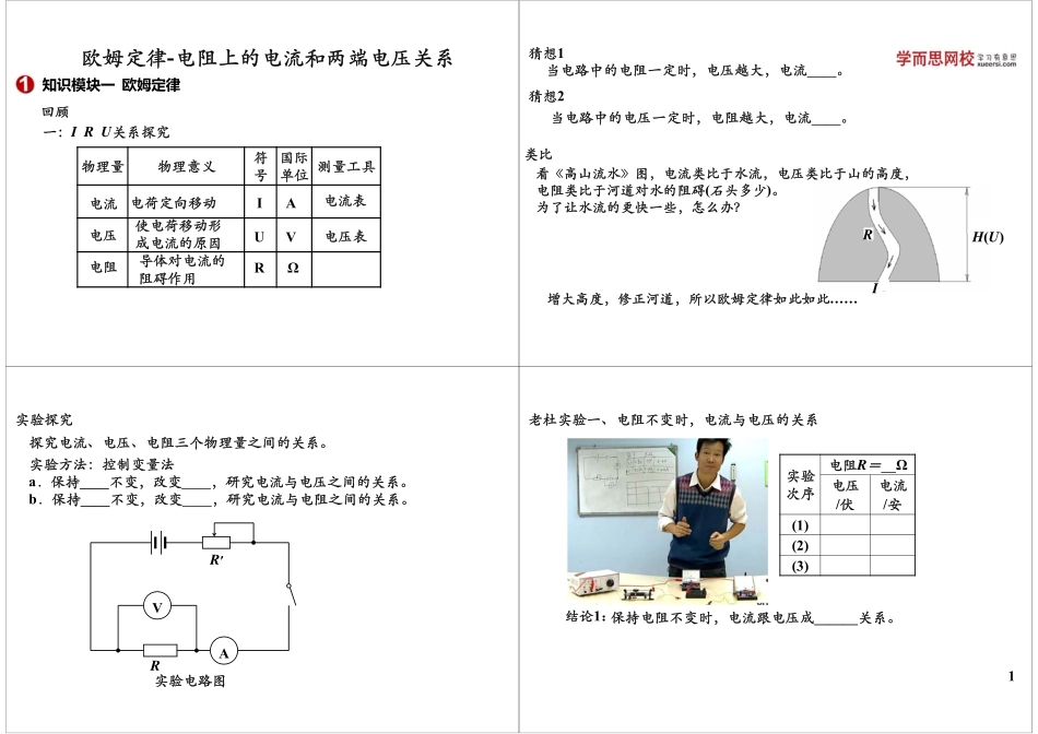 第14讲：欧姆定律-电阻上的电流和两端电压关系(1).pdf_第1页