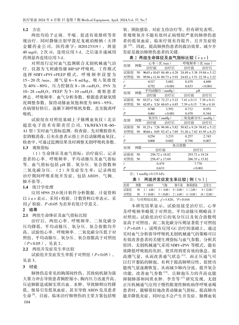 呼吸机无创机械通气联合实时血气指标监测对肺挫伤患者预后的影响.pdf_第2页