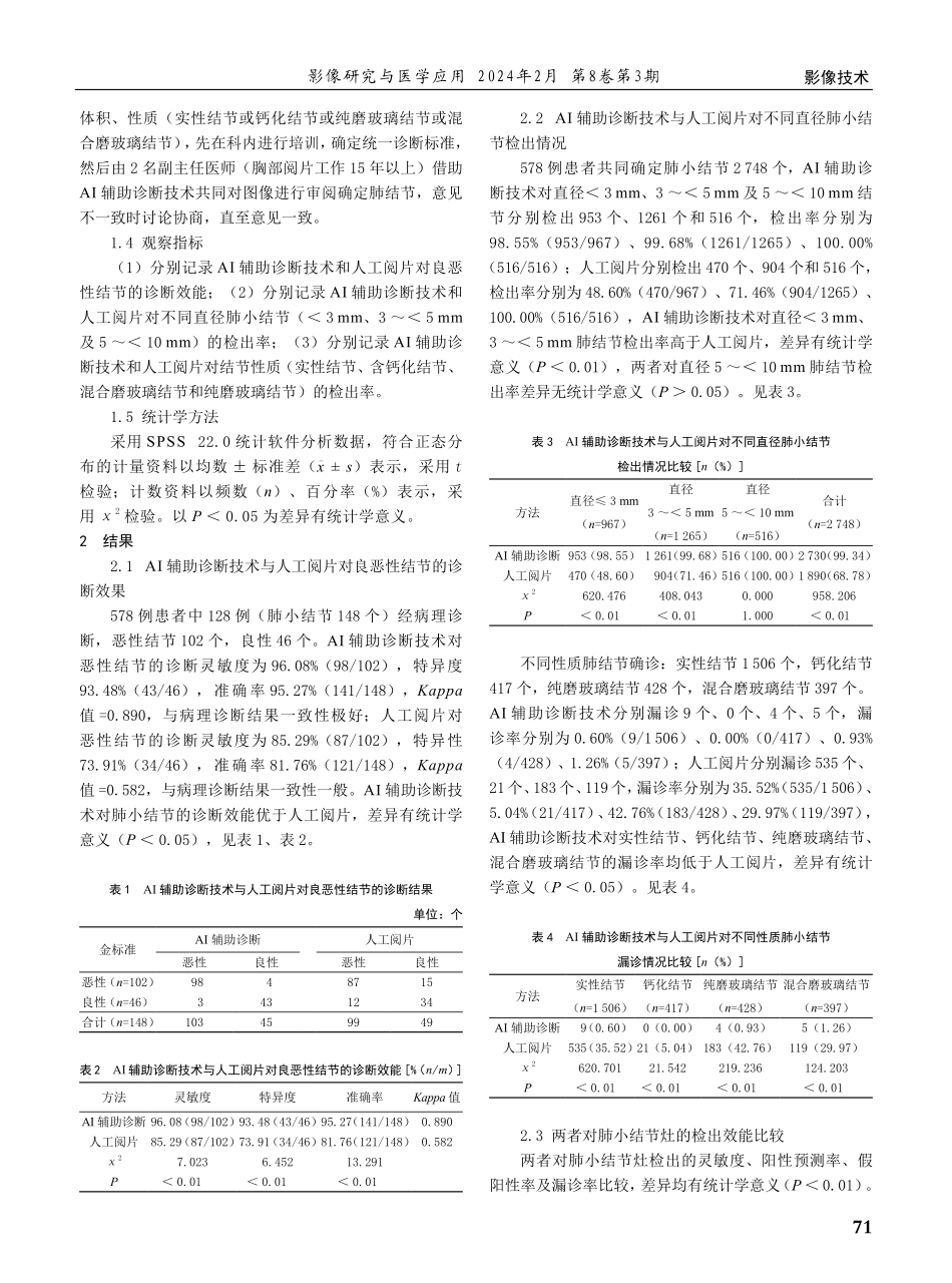 对比人工智能辅助诊断技术与人工阅片对胸部低剂量CT肺小结节的检查效果.pdf_第2页
