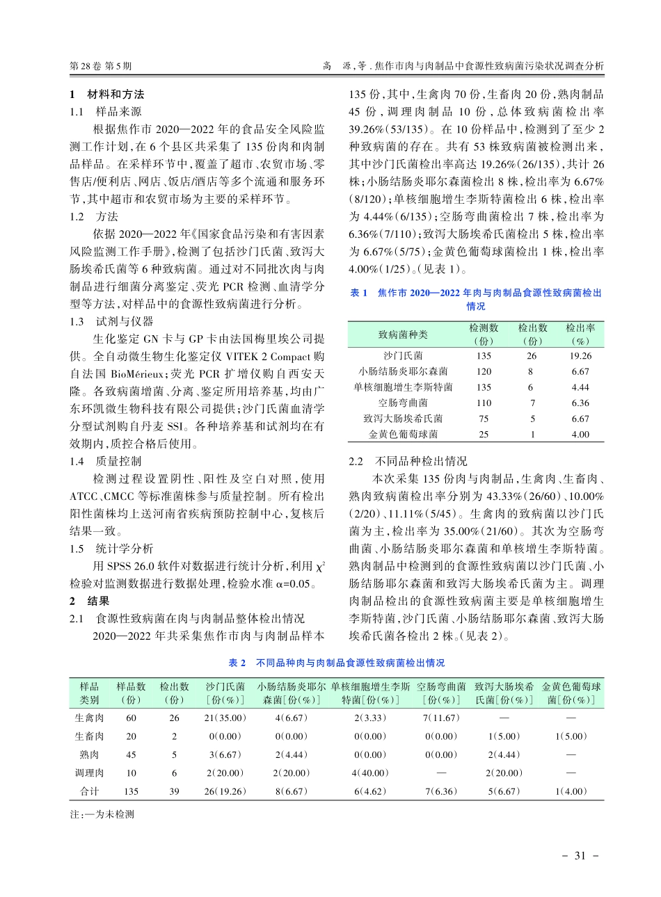 焦作市肉与肉制品中食源性致病菌污染状况调查分析.pdf_第2页