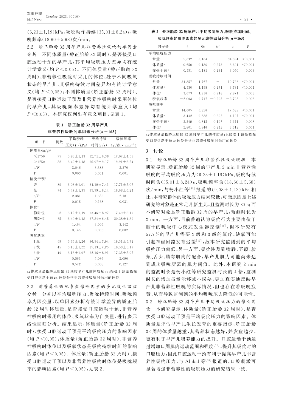 矫正胎龄32周早产儿非营养性吸吮现状及其影响因素.pdf_第3页