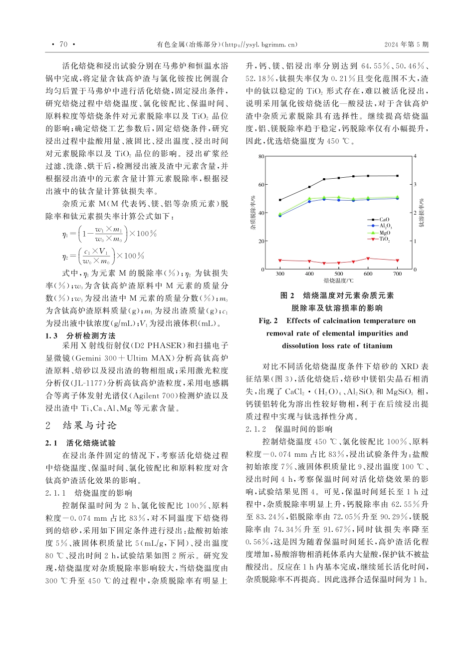 含钛高炉渣氯化铵焙烧活化试验.pdf_第3页