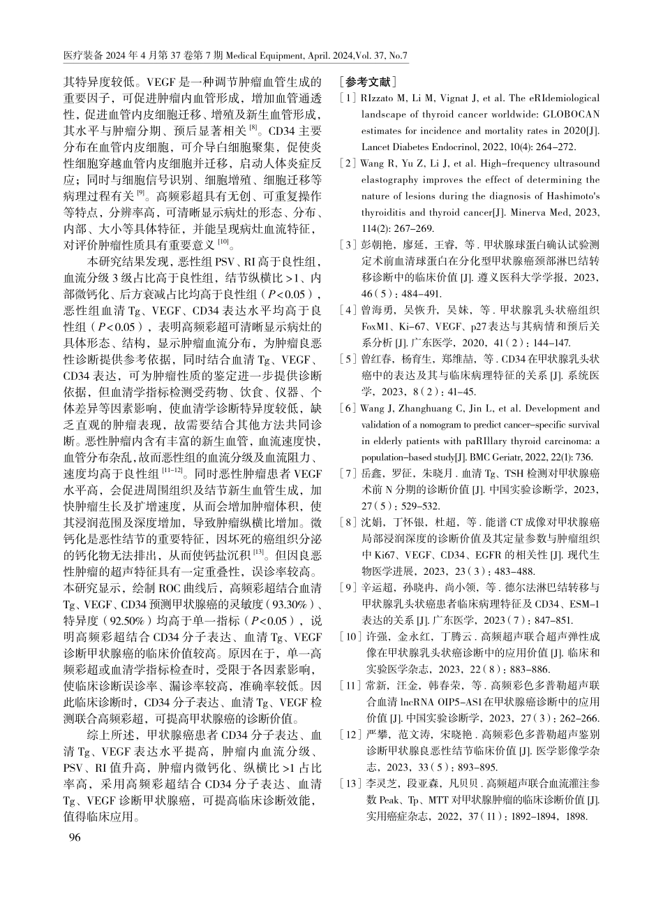 高频彩超结合血清CD34、Tg、VEGF诊断甲状腺癌的临床价值.pdf_第3页