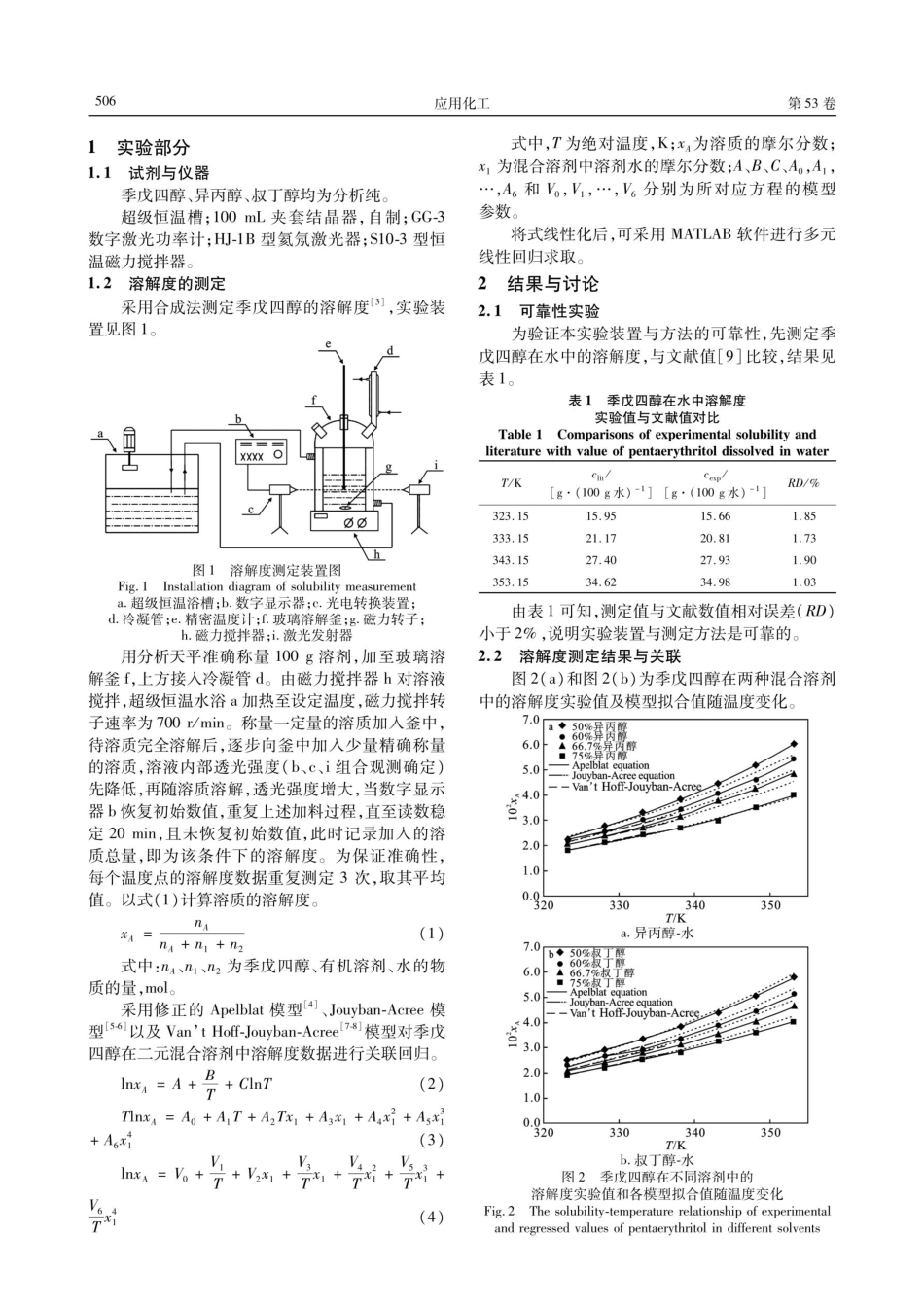 季戊四醇在二元溶剂中溶解度测定与关联.pdf_第2页