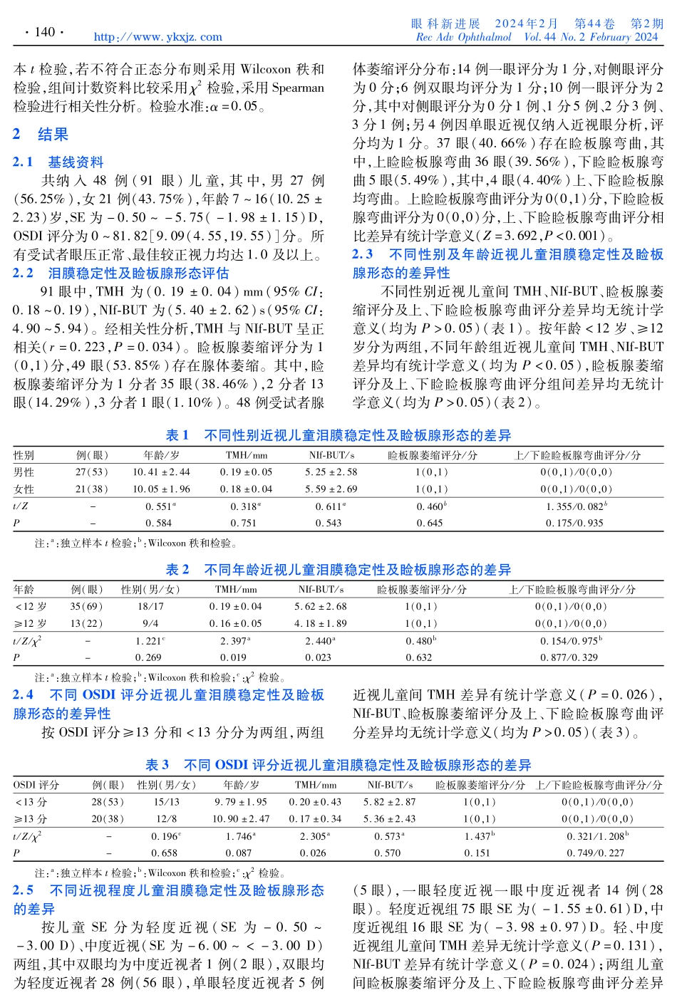 近视儿童泪膜稳定性及睑板腺形态的临床特点.pdf_第2页