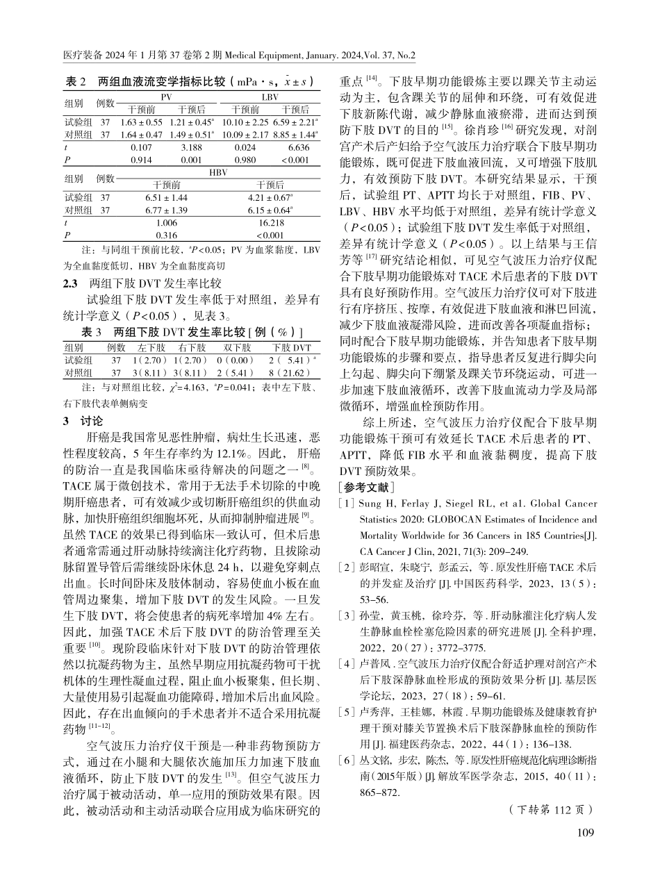 空气波压力治疗仪配合下肢早期功能锻炼在肝动脉灌注化疗栓塞术后患者中的应用.pdf_第3页