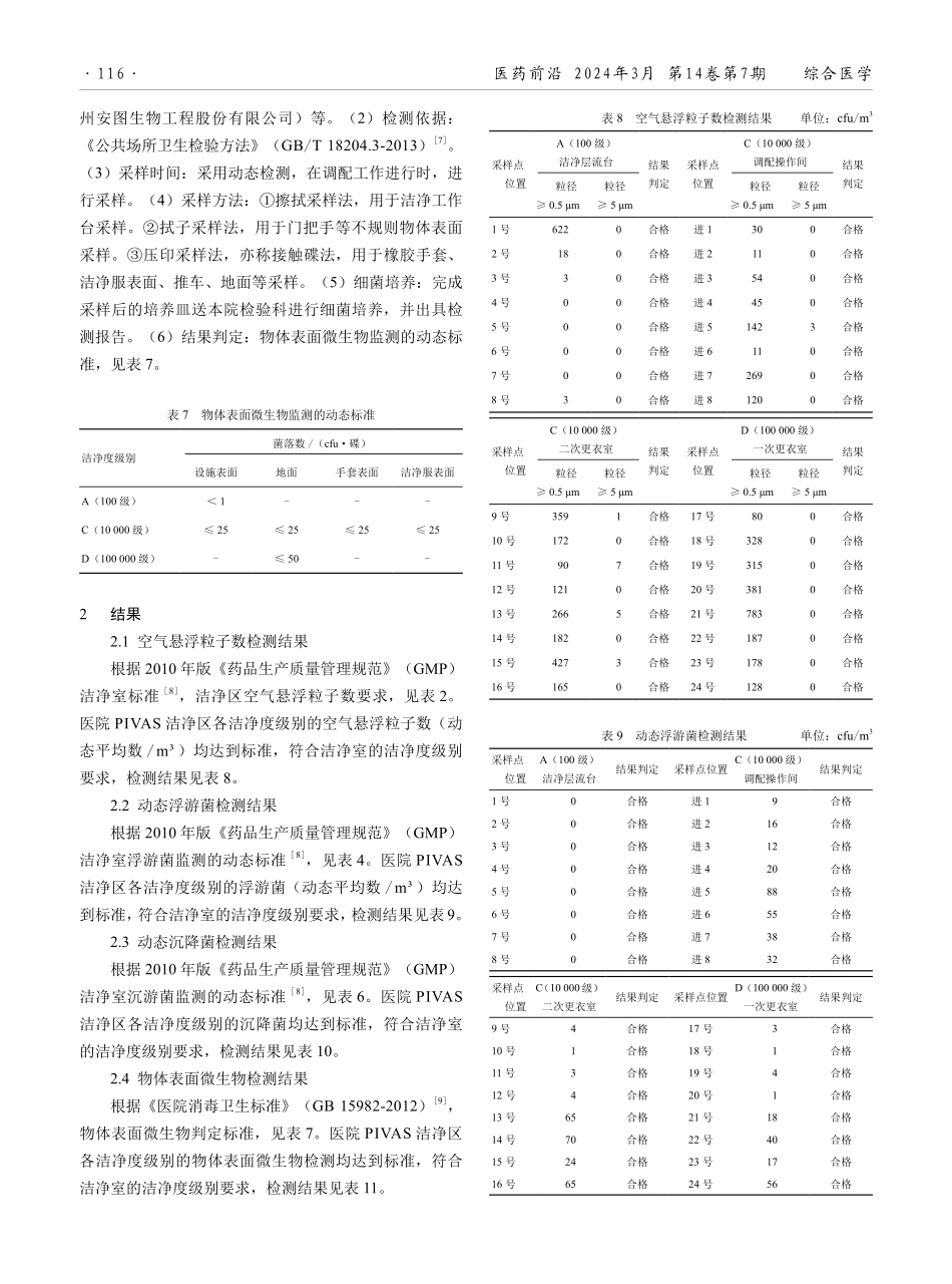 某医院静脉药物配置中心洁净区环境洁净度的动态监测报告.pdf_第3页