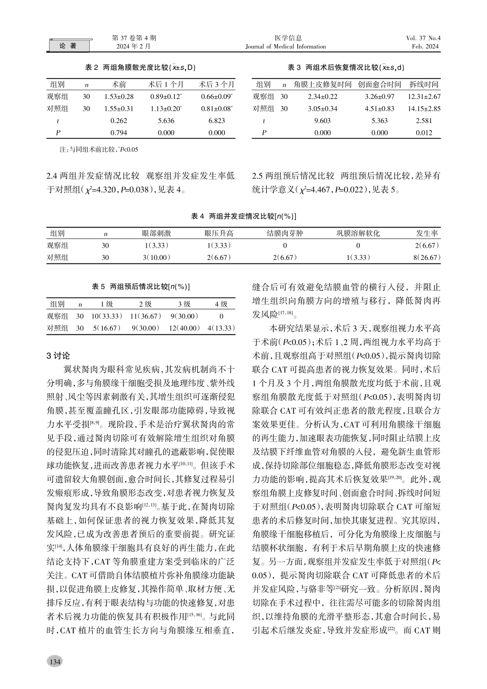 胬肉切除联合自体角膜缘干细胞移植术对翼状胬肉患者视力水平及预后的影响.pdf_第3页