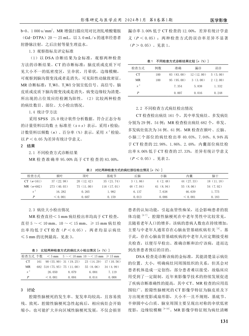 腔隙性脑梗死患者运用MR和CT检查的效果分析.pdf_第2页