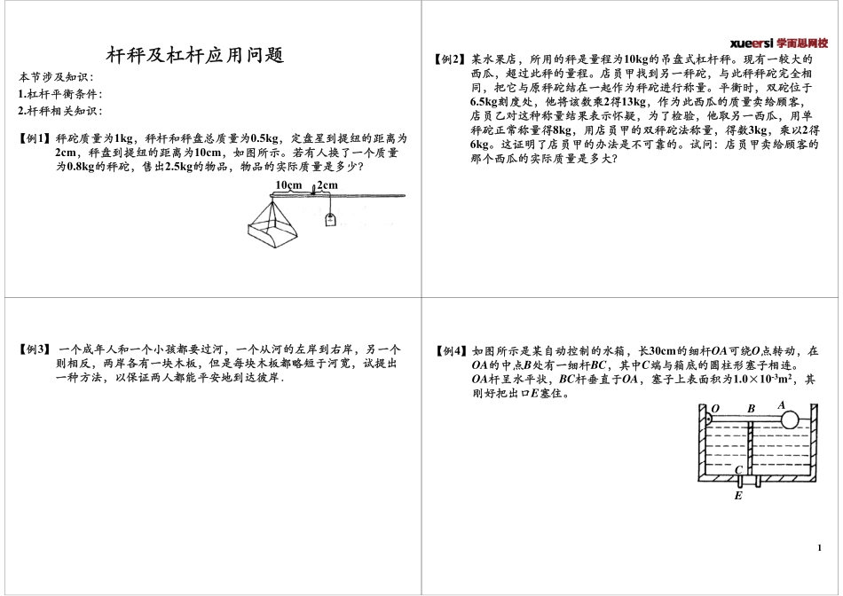 专题十八：杆秤及杠杆应用问题.pdf_第1页