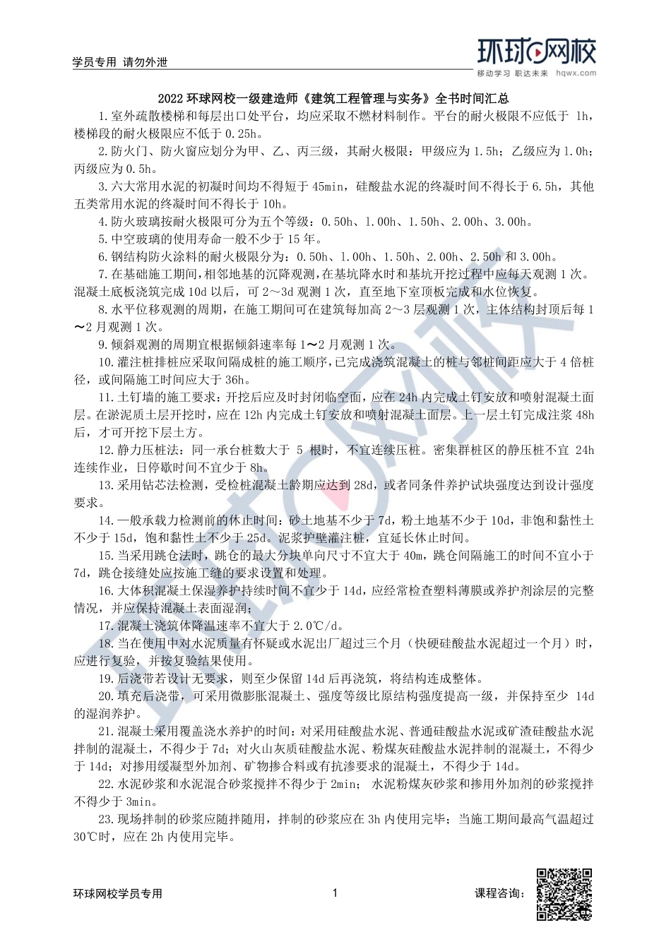 环球-22一建《建筑实务》全书时间汇总.pdf_第1页