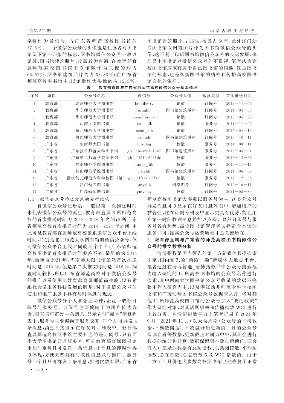 教育部直属师范高校与广东省师范高校图书馆微信公众号的比较研究.pdf_第2页