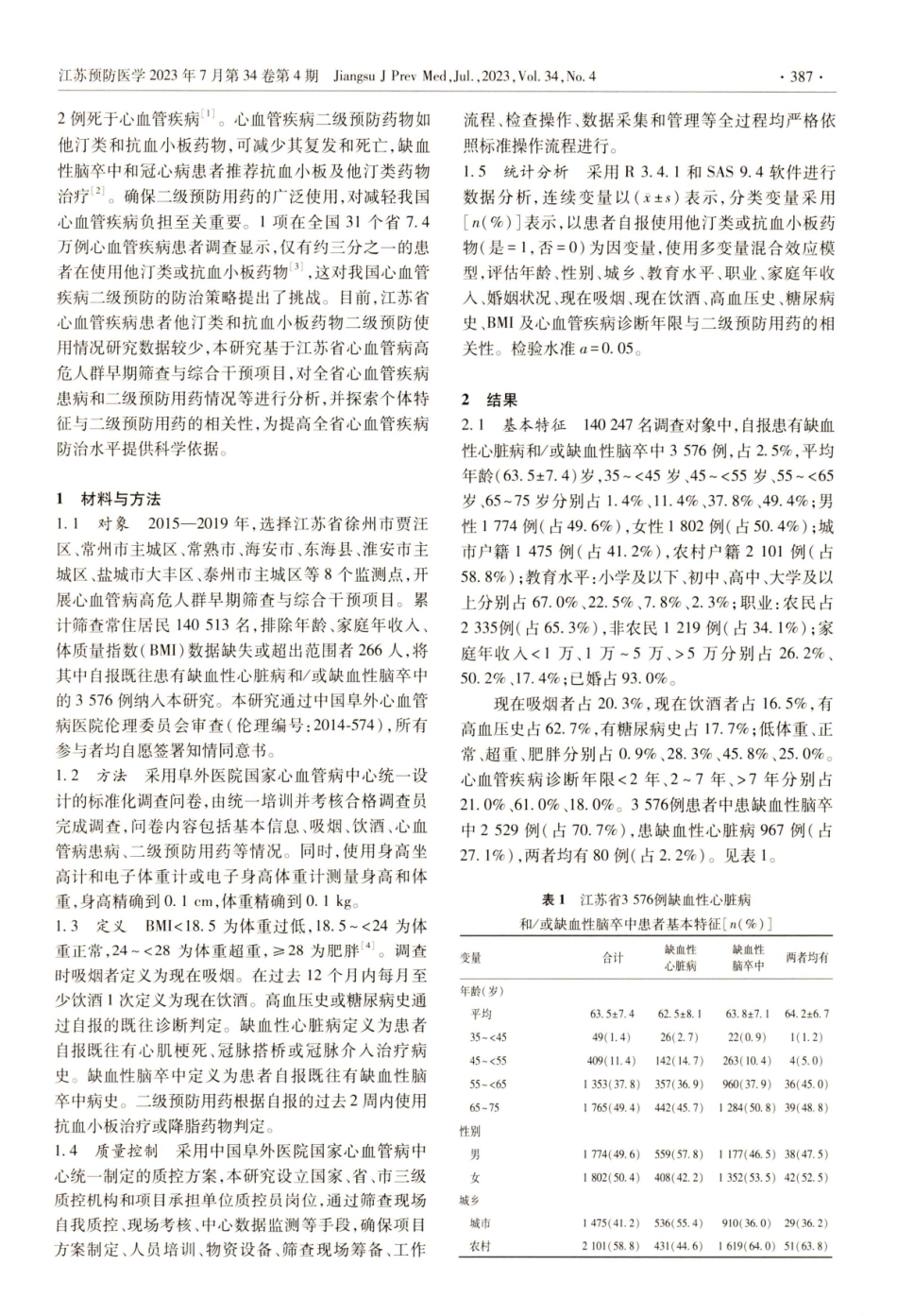 江苏省35 - 75 岁心血管疾病患者二级预防用药情况及影响因素.pdf_第2页