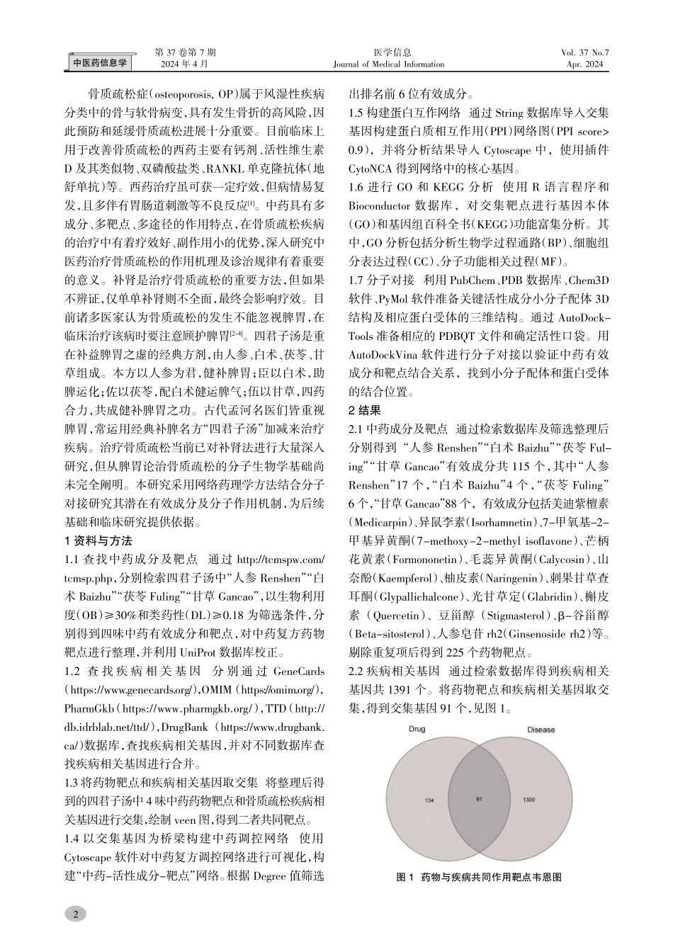 基于网络药理学和分子对接研究四君子汤改善骨质疏松的潜在分子机制.pdf_第2页