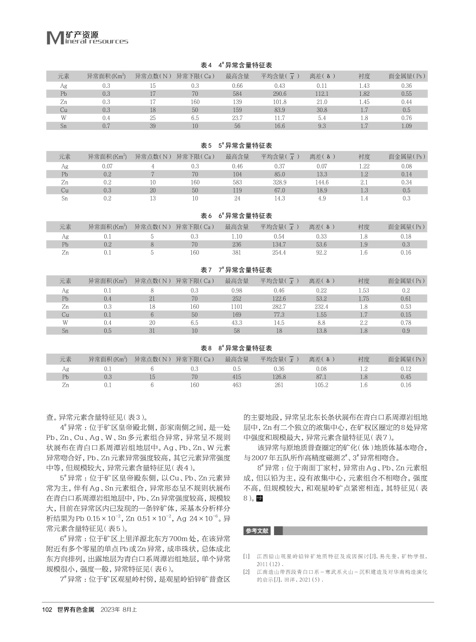 江西省铅山县观星岭矿区铅锌多金属矿地球物理与地球化学特征浅析.pdf_第3页