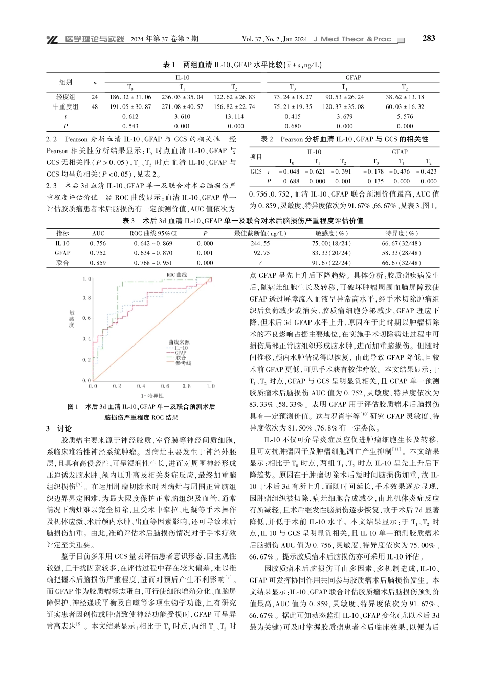 胶质瘤患者术后血清IL-10、GFAP的表达变化及临床意义.pdf_第2页