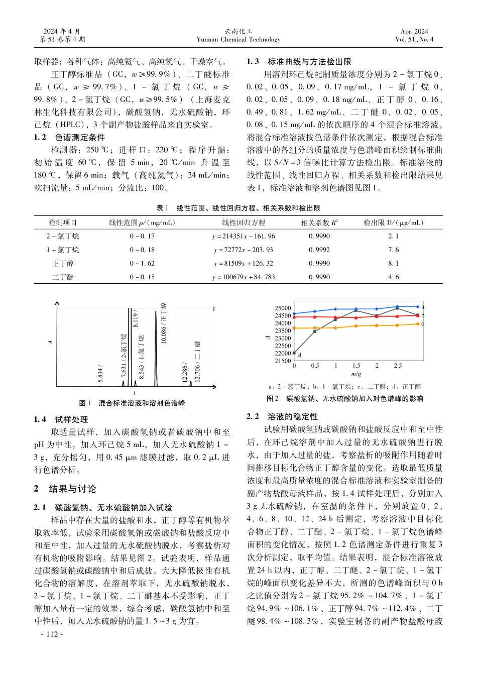 气相色谱法测定氯代正丁烷副产物盐酸溶液中的有机物.pdf_第2页