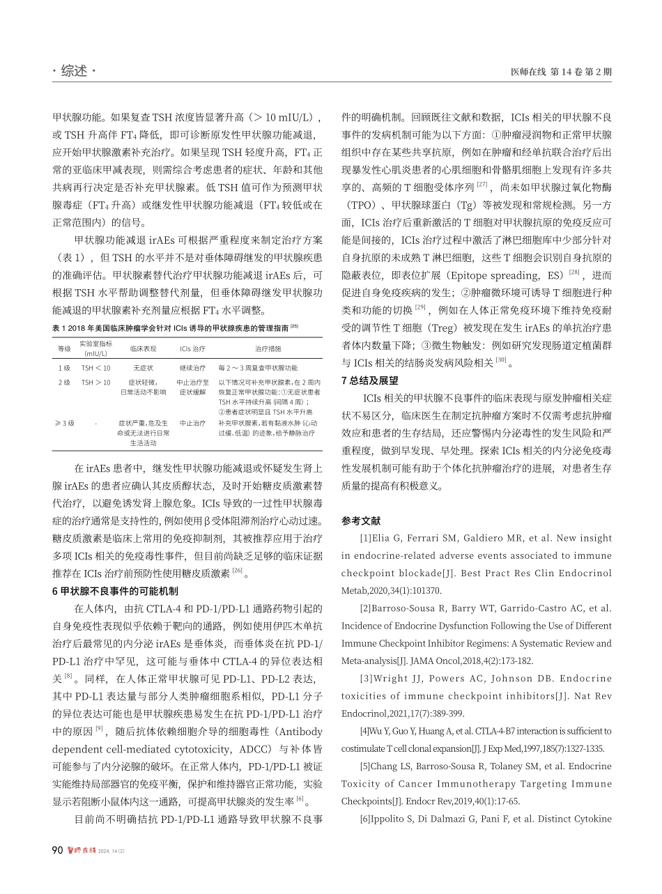 免疫检查点抑制剂相关甲状腺不良事件的研究进展.pdf_第3页