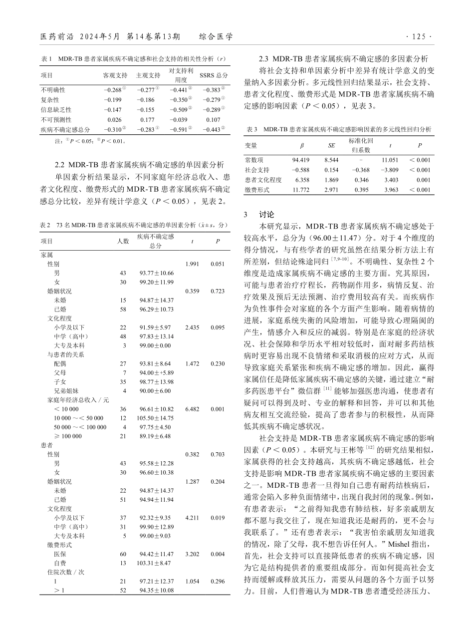 耐多药肺结核患者家属疾病不确定感现状及影响因素分析.pdf_第2页