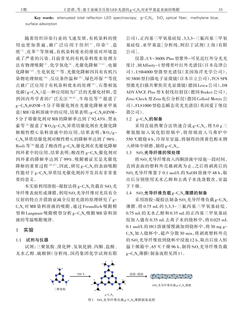 基于衰减全反射LED光谱的g-C_%283%29N_%284%29对亚甲基蓝表面的吸附.pdf_第2页
