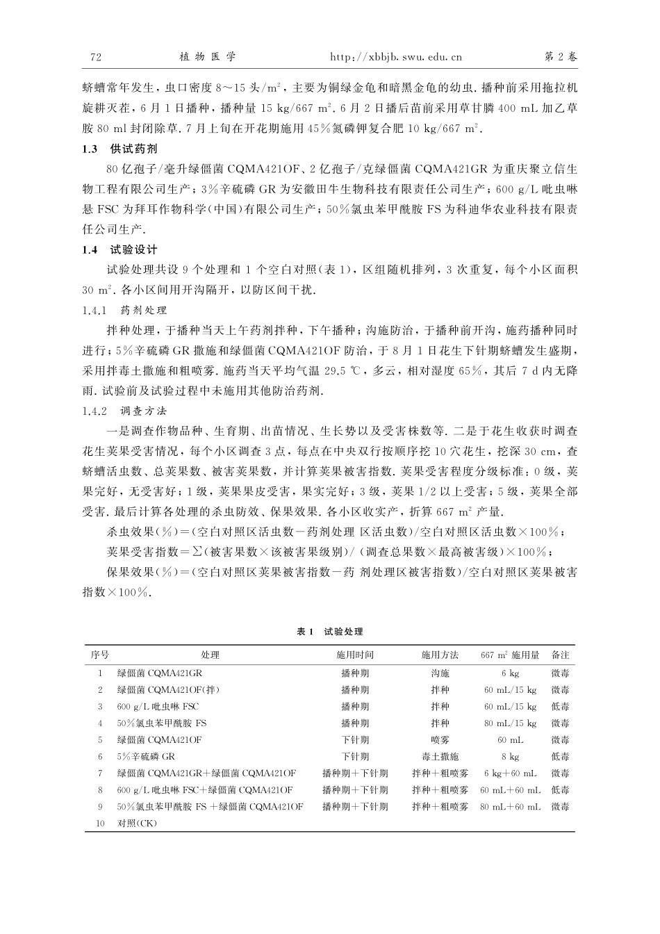 金龟子绿僵菌CQMA 421对花生蛴螬的防控效果.pdf_第3页
