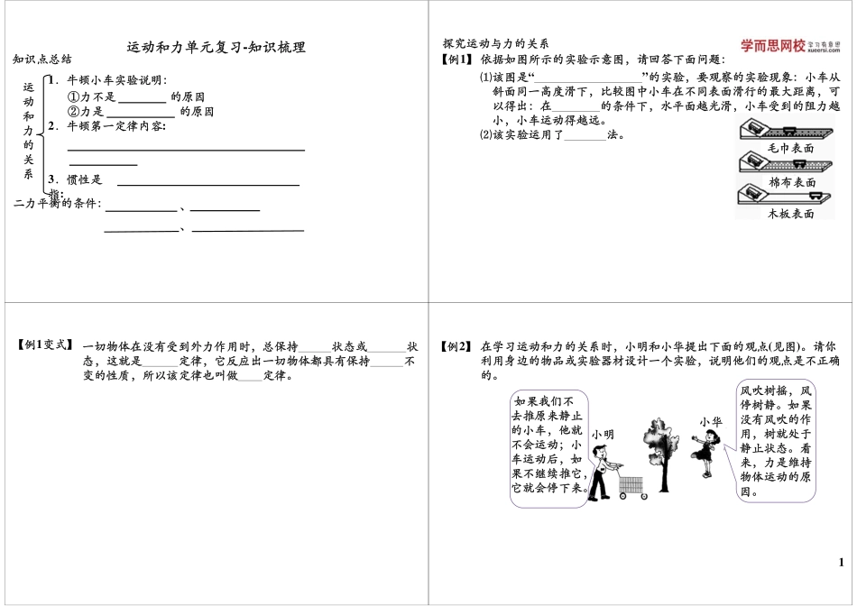 运动和力单元复习-知识梳理(1).pdf_第1页
