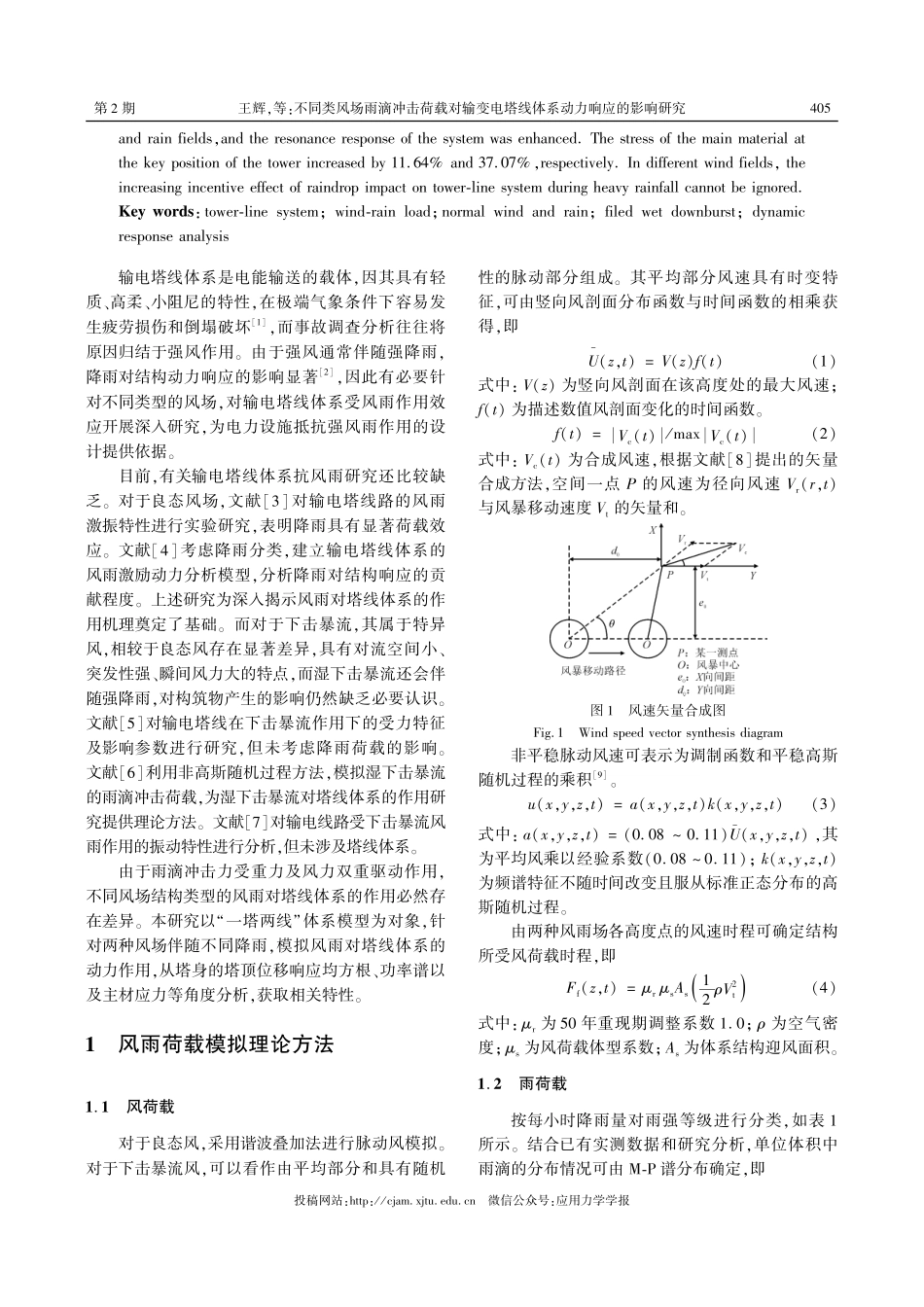 不同类风场雨滴冲击荷载对输变电塔线体系动力响应的影响研究.pdf_第2页