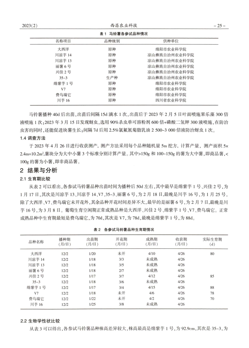 西昌葡萄园套作冬马铃薯品种筛选试验报告.pdf_第2页