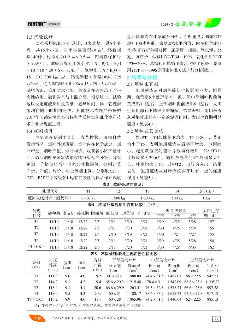 蔗渣灰不同施用量对烤烟产质量的影响.pdf_第2页