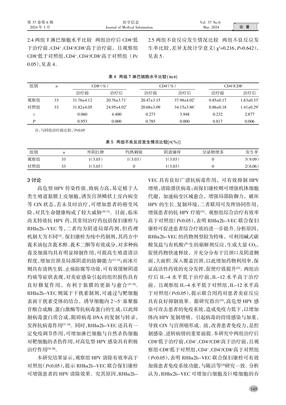 重组人干扰素α-2b阴道泡腾片联合保妇康栓治疗宫颈癌前病变合并高危型HPV感染的疗效.pdf_第3页