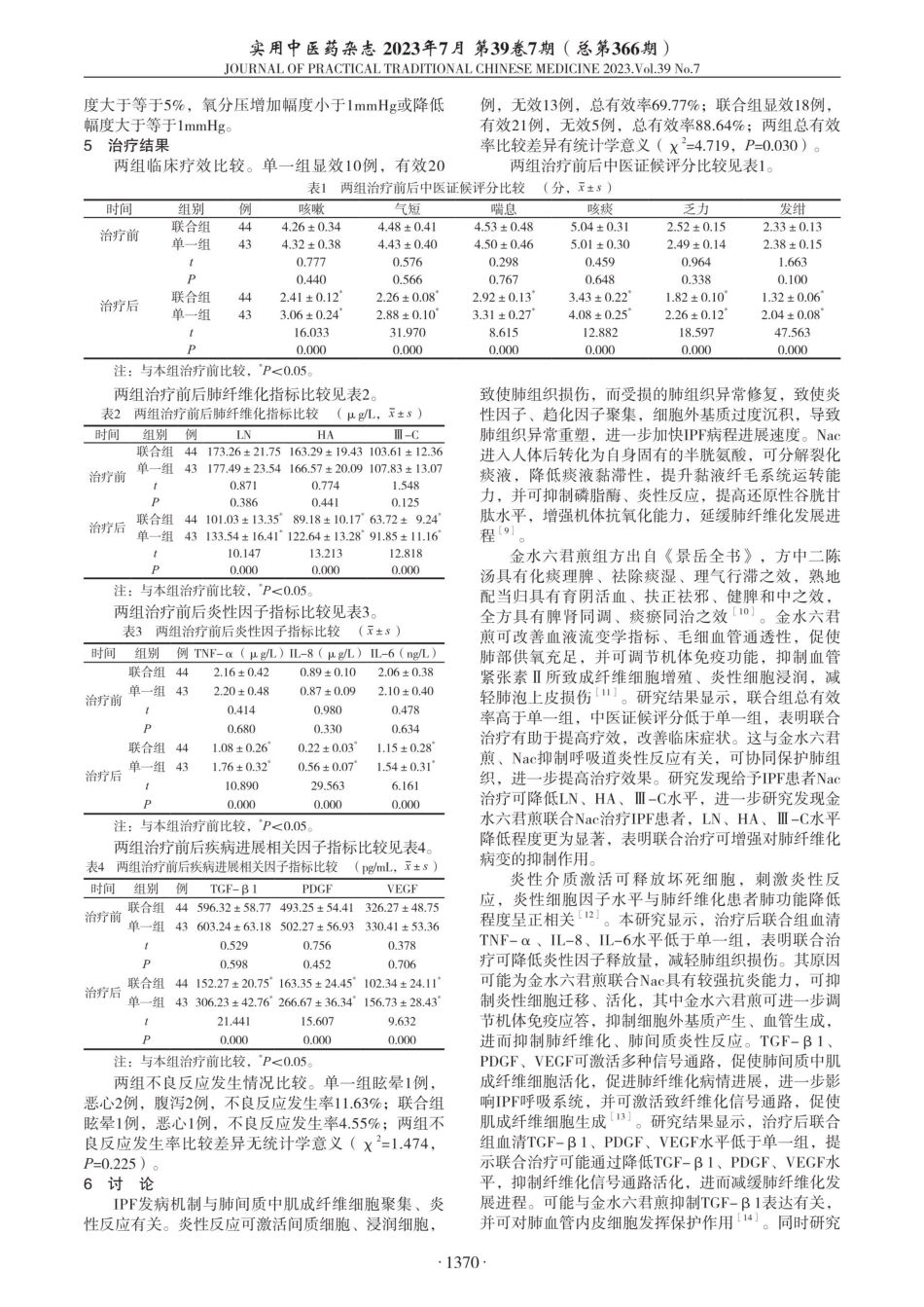 金水六君煎联合N-乙酰半胱氨酸治疗特发性肺纤维化临床观察.pdf_第2页