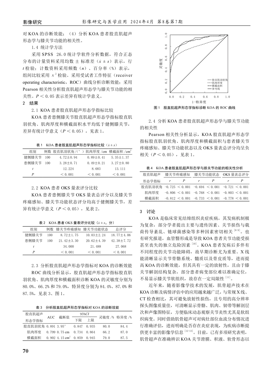 基于肌骨超声评价膝骨关节炎患者股直肌超声形态及与膝关节功能的相关性.pdf_第2页