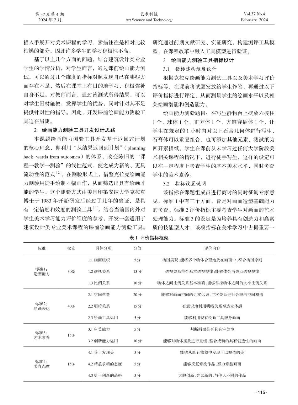 基于培养高职学生艺术素养的绘画能力测验研究——以建筑设计类专业美术课程为例.pdf_第2页