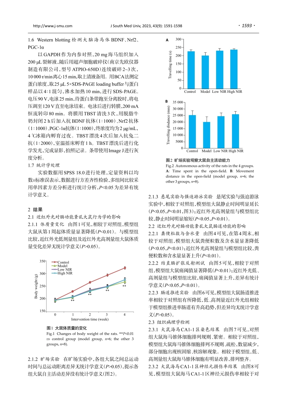 近红外光照射可显著改善大鼠抑郁所致的肠功能紊乱.pdf_第3页