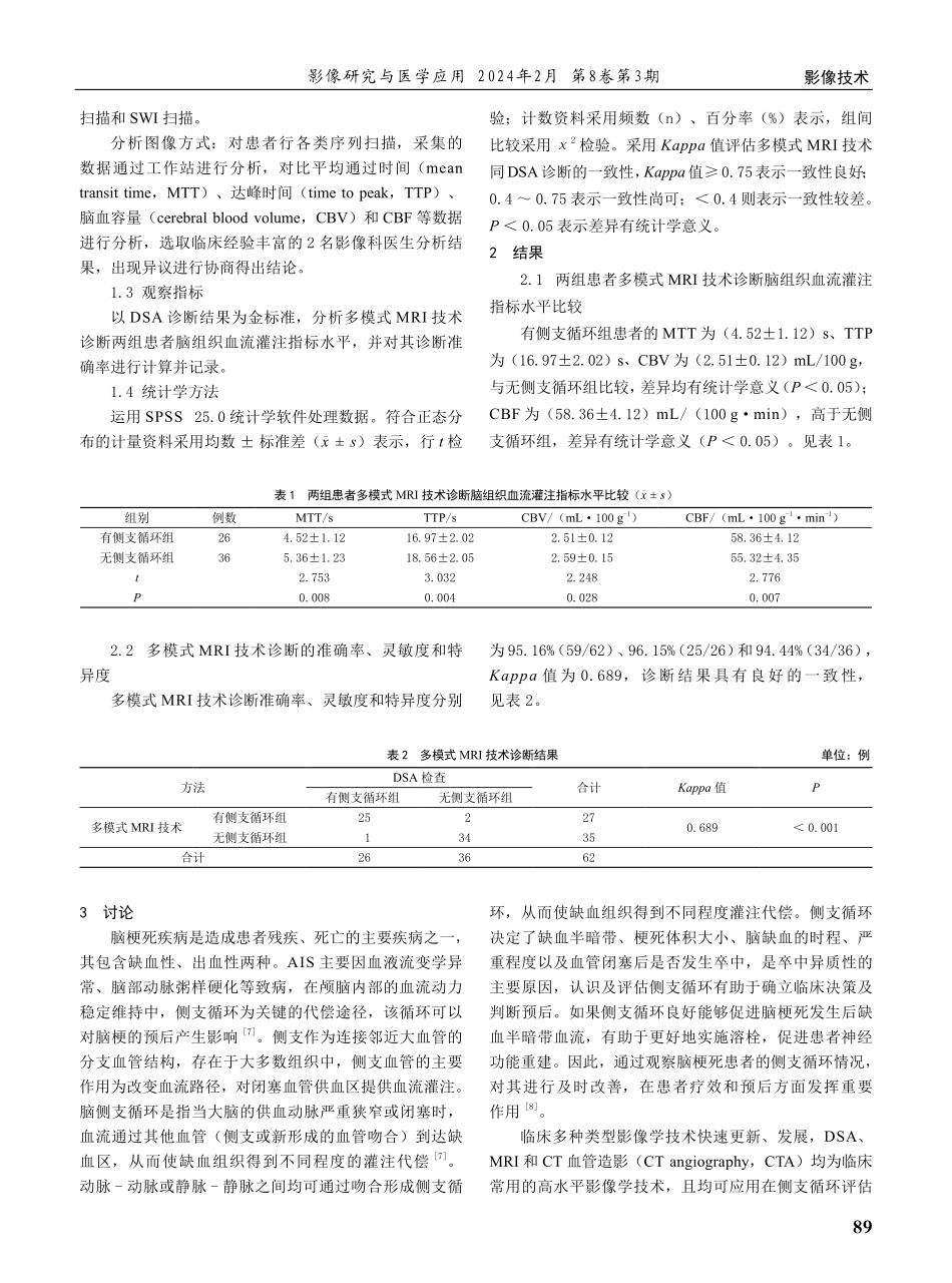 急性缺血性脑梗死侧支循环评估中采用多模式MRI技术的价值.pdf_第2页