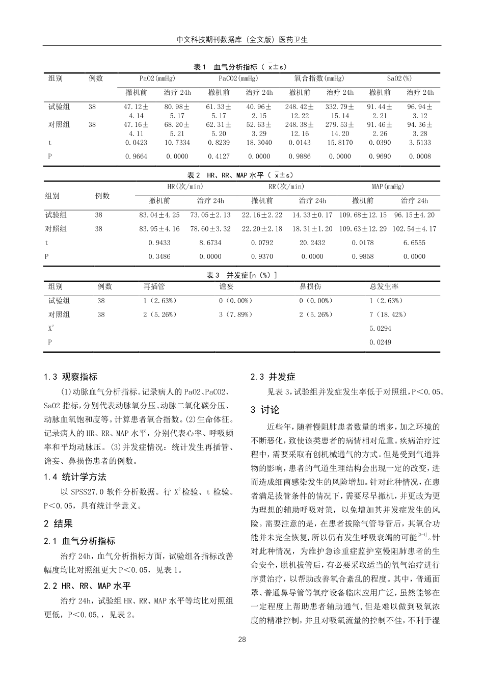 经鼻高流量吸氧序贯治疗用于EICU COPD气管插管拔管后患者的价值观察.pdf_第2页