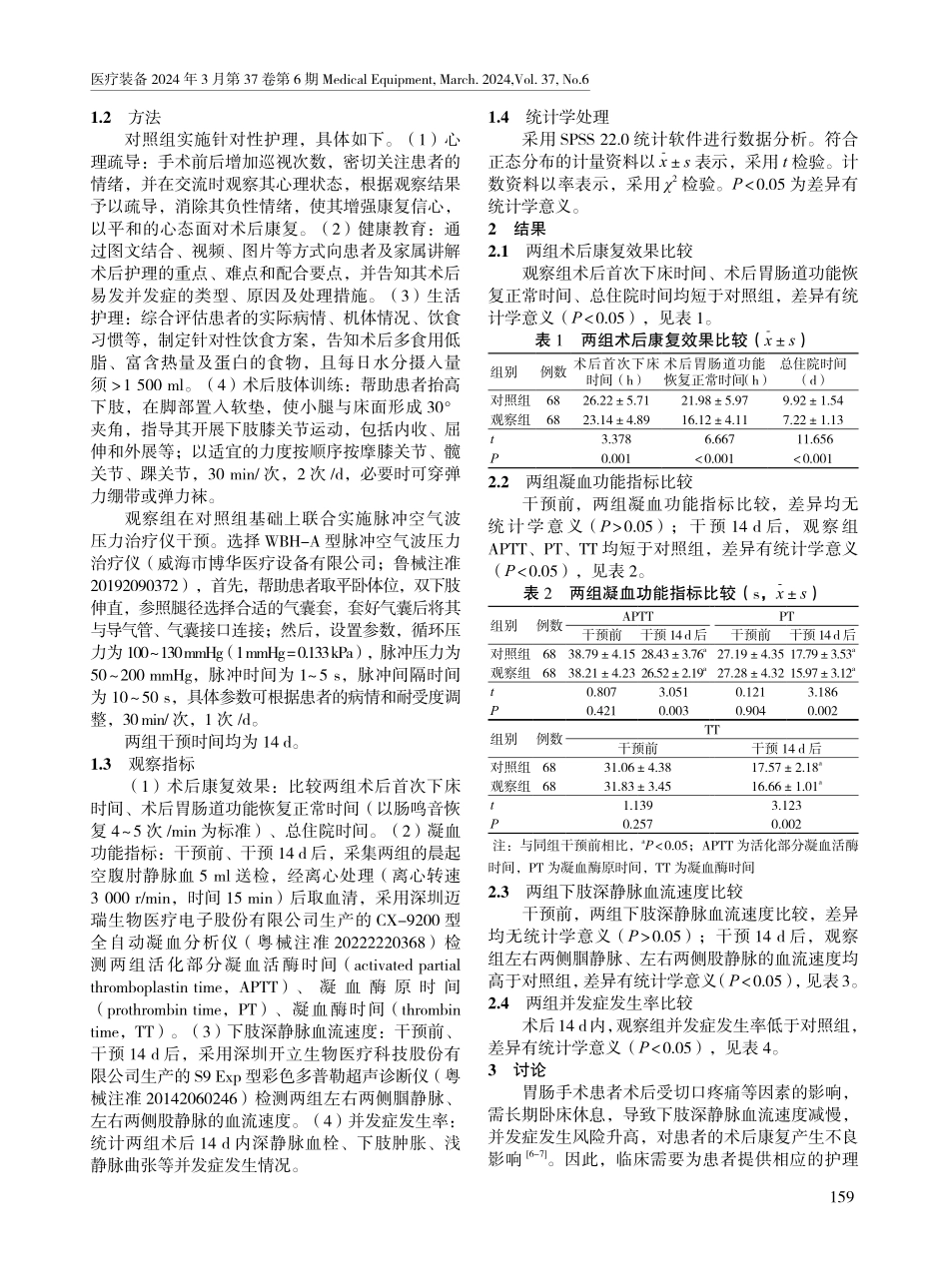 脉冲空气波压力治疗仪联合针对性护理对胃肠手术患者术后康复的影响.pdf_第2页