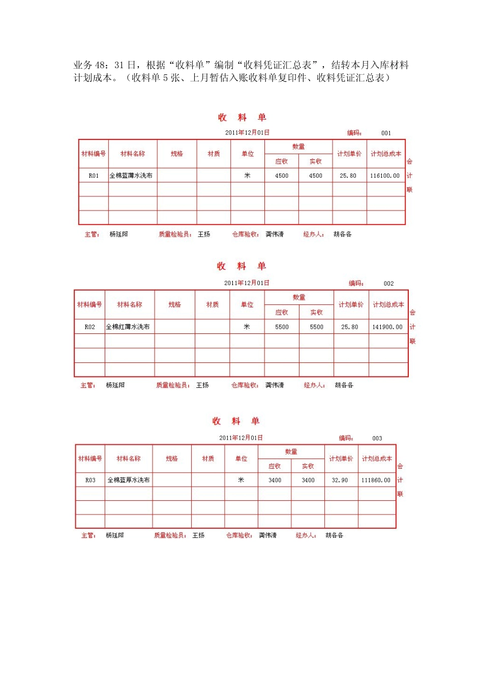 模拟业务会计凭证 项目4-30业务48收料汇总业务业务票证表单.pdf_第1页