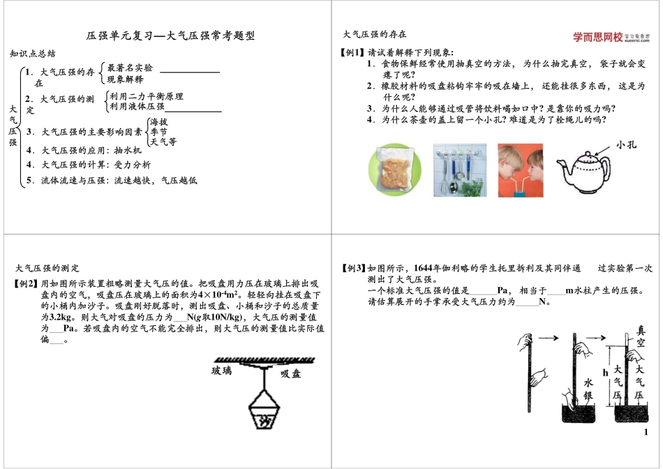 压强单元复习—大气压强常考题型.pdf_第1页