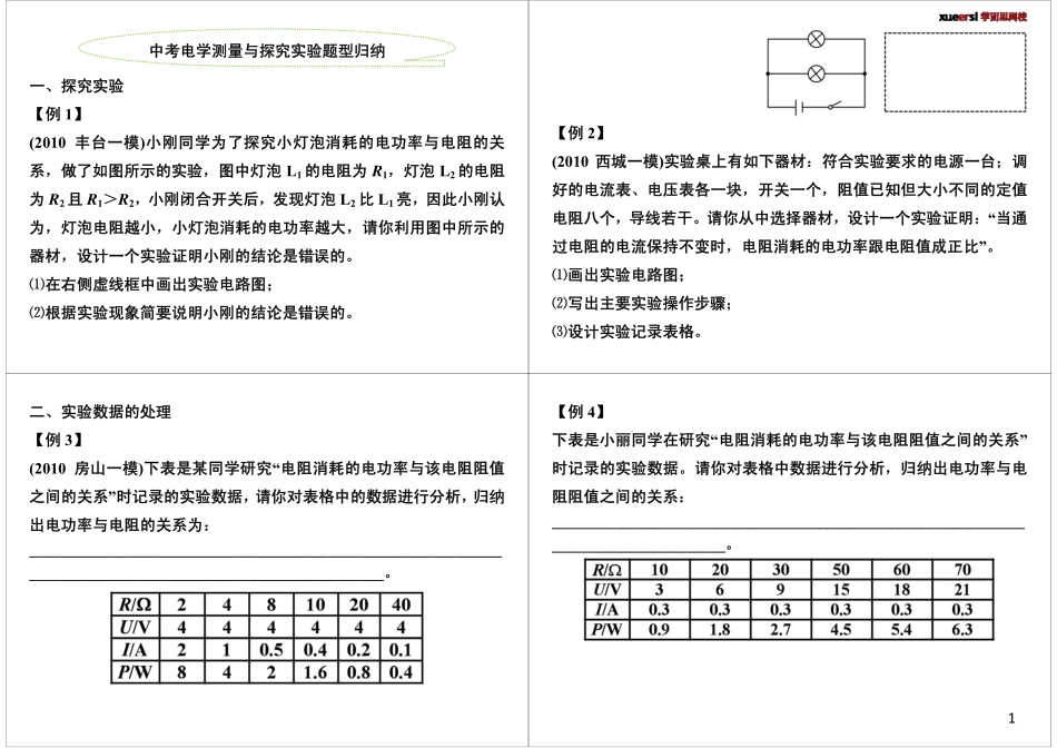 中考电学测量与探究实验题型归纳(1).pdf_第1页