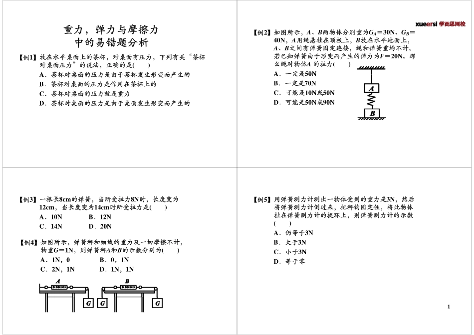 重力,弹力与摩擦力中的易错题分析.pdf_第1页