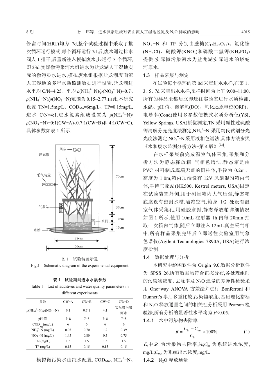 进水氮素组成对表面流人工湿地脱氮及N_%282%29O排放的影响.pdf_第3页