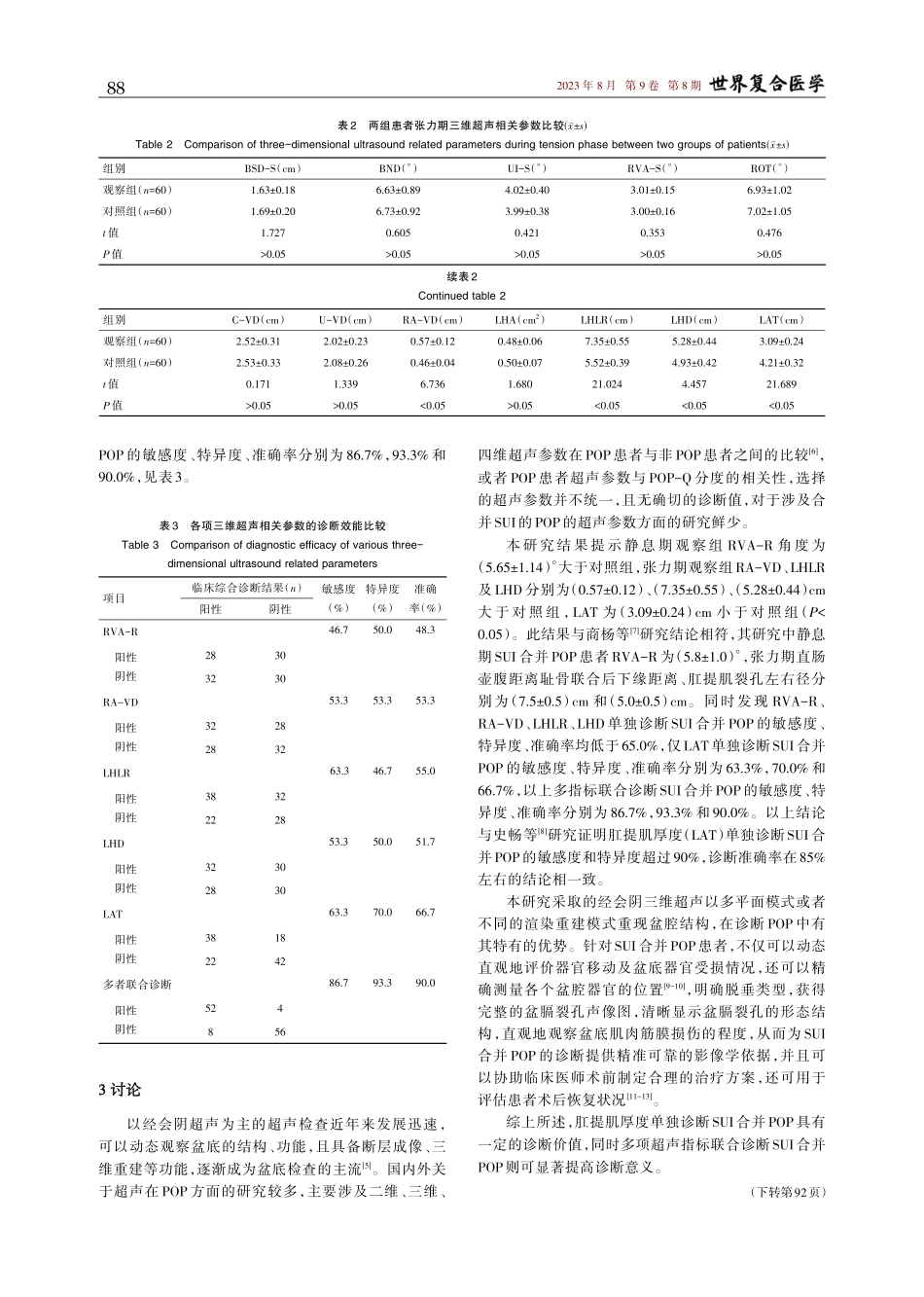 经会阴超声对压力性尿失禁合并盆腔脏器脱垂的诊断价值.pdf_第3页