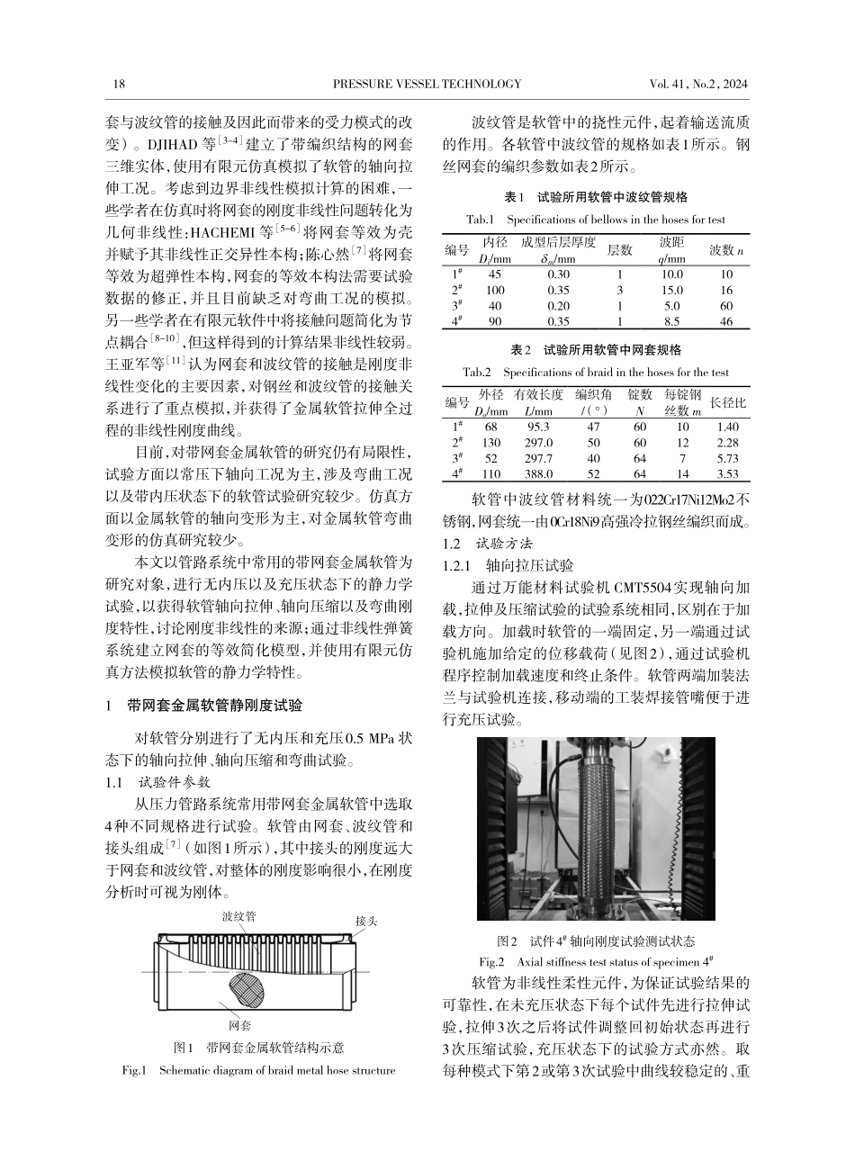 航天管路系统网套金属软管试验研究与数值计算.pdf_第2页