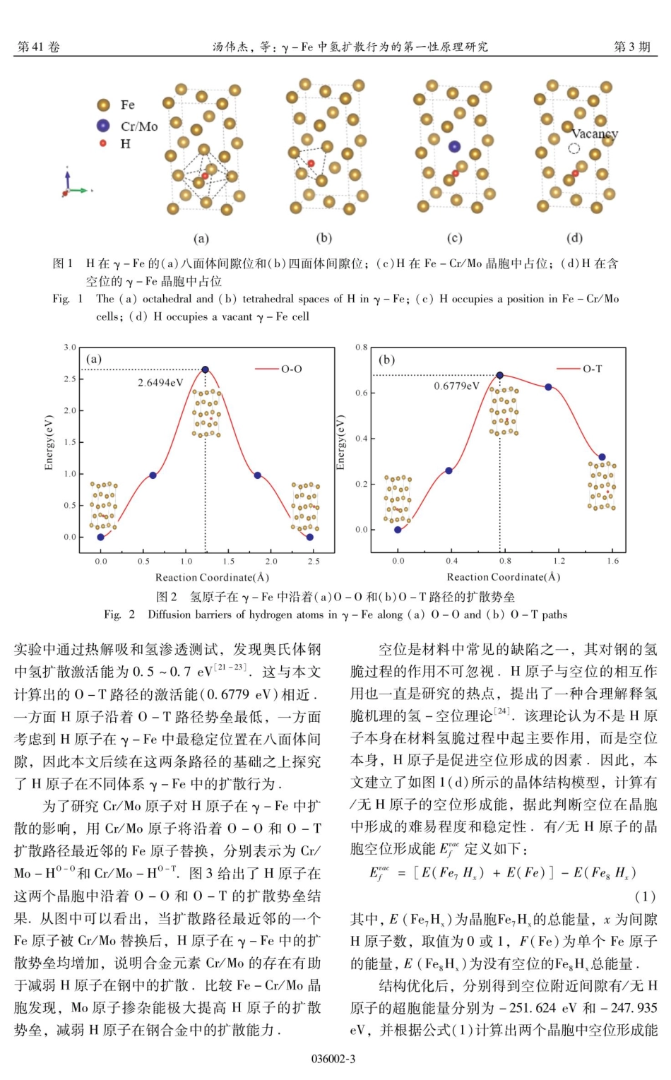 γ-Fe中氢扩散行为的第一性原理研究.pdf_第3页